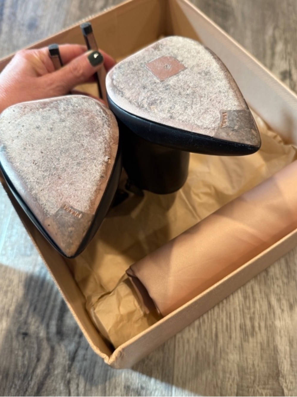 Prada Black Leather Pointed Toe Ankle Booties - Picture 14 of 15